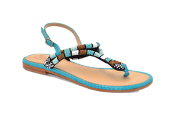 SANDALO BEAD INFRADITO TURCHESE IN PELLE CON PERLINE IKAT 